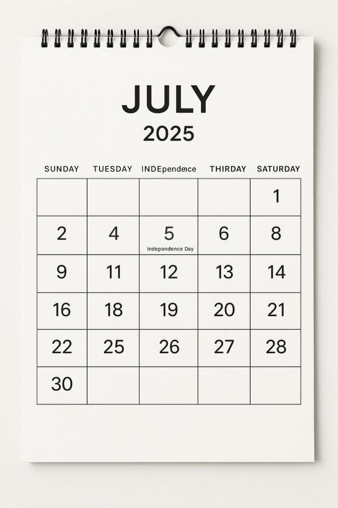 July 2025 Calendar