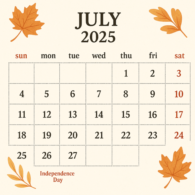 July 2025 Calendar With Holidays