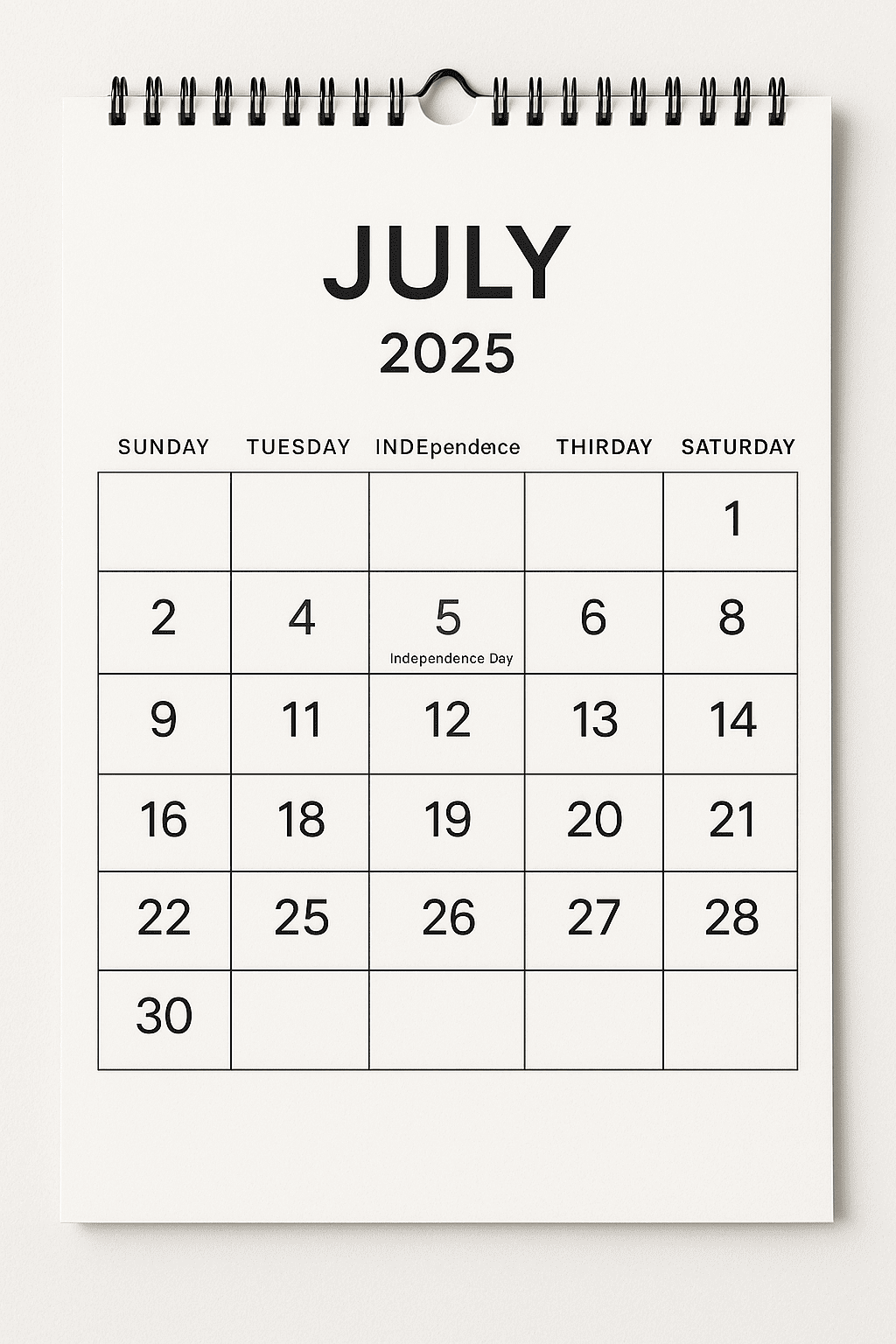 July 2025 Calendar